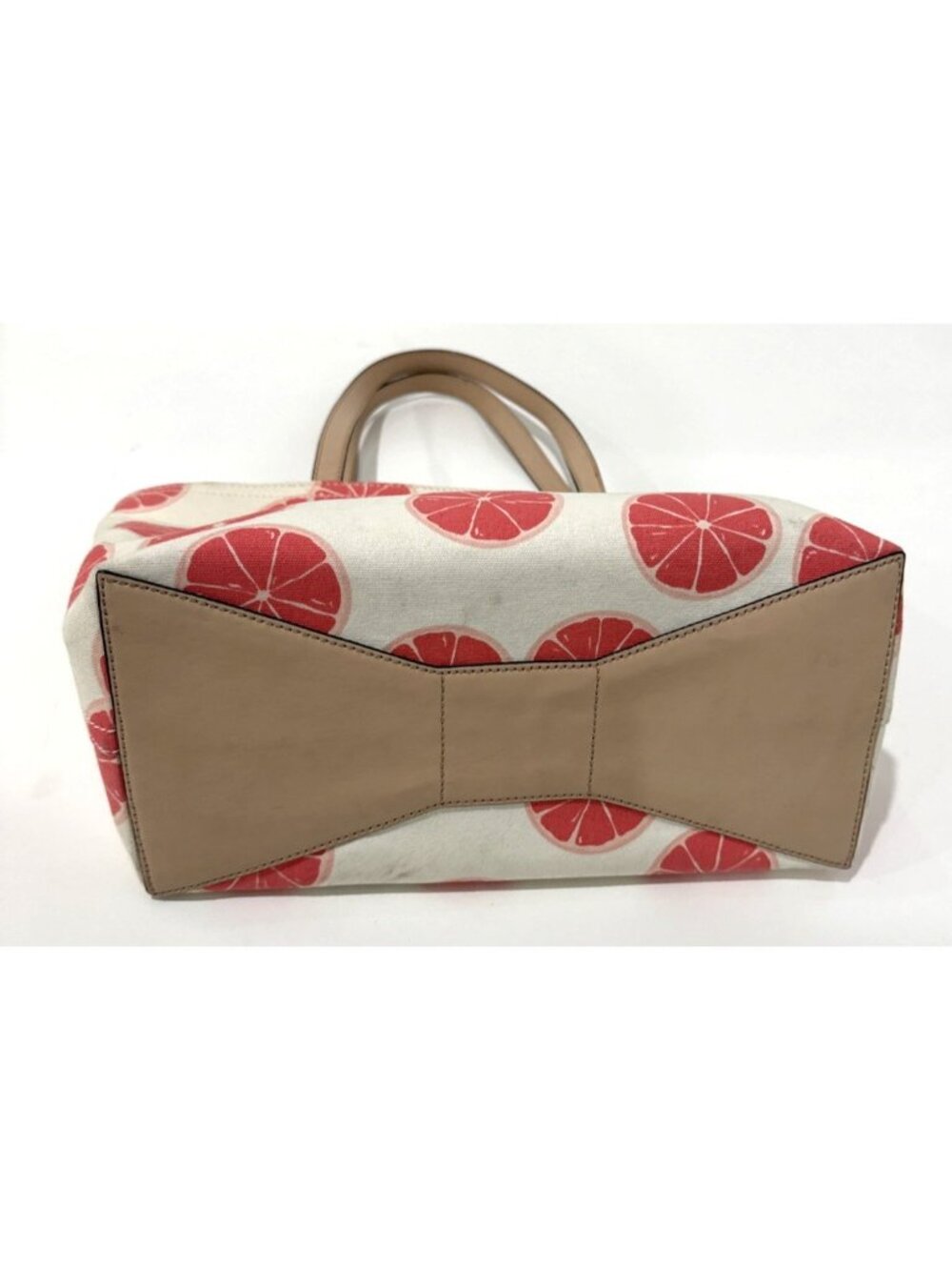Kate Spade Flights Of Fancy Francis 'Pucker Up' Grapefruit Canvas Tote Purse Bag - Picture 2 of 11